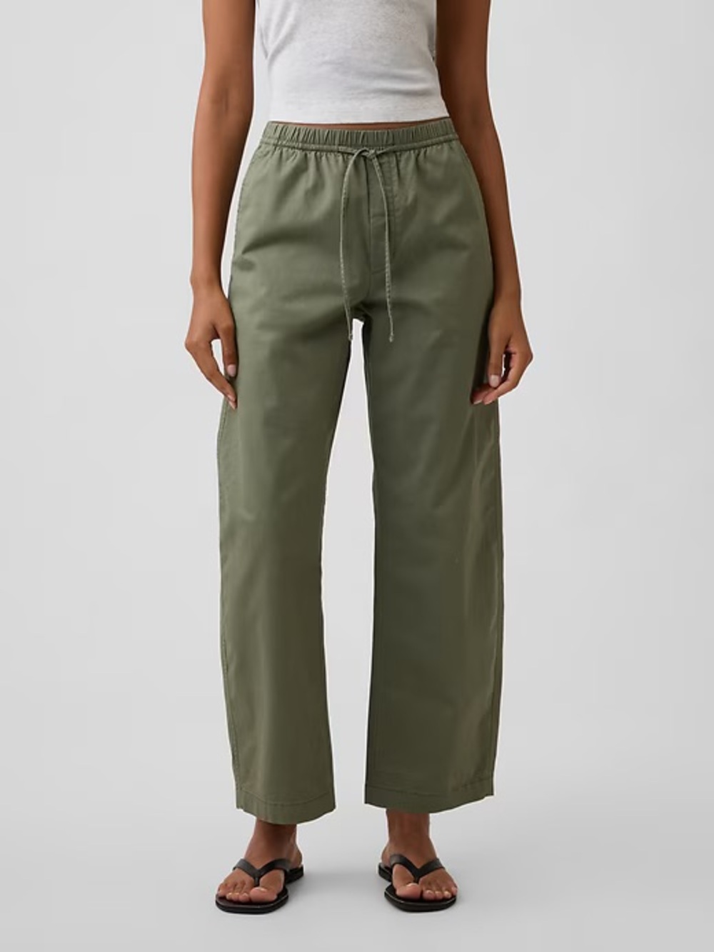 GAP High Rise Easy Barrel Khakis Drawstring Casual Pants